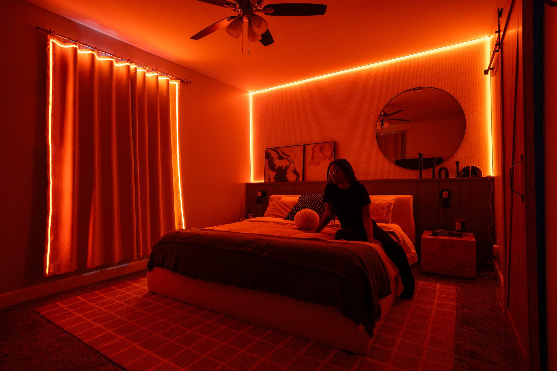 lights up, not just a glowing nightstand
