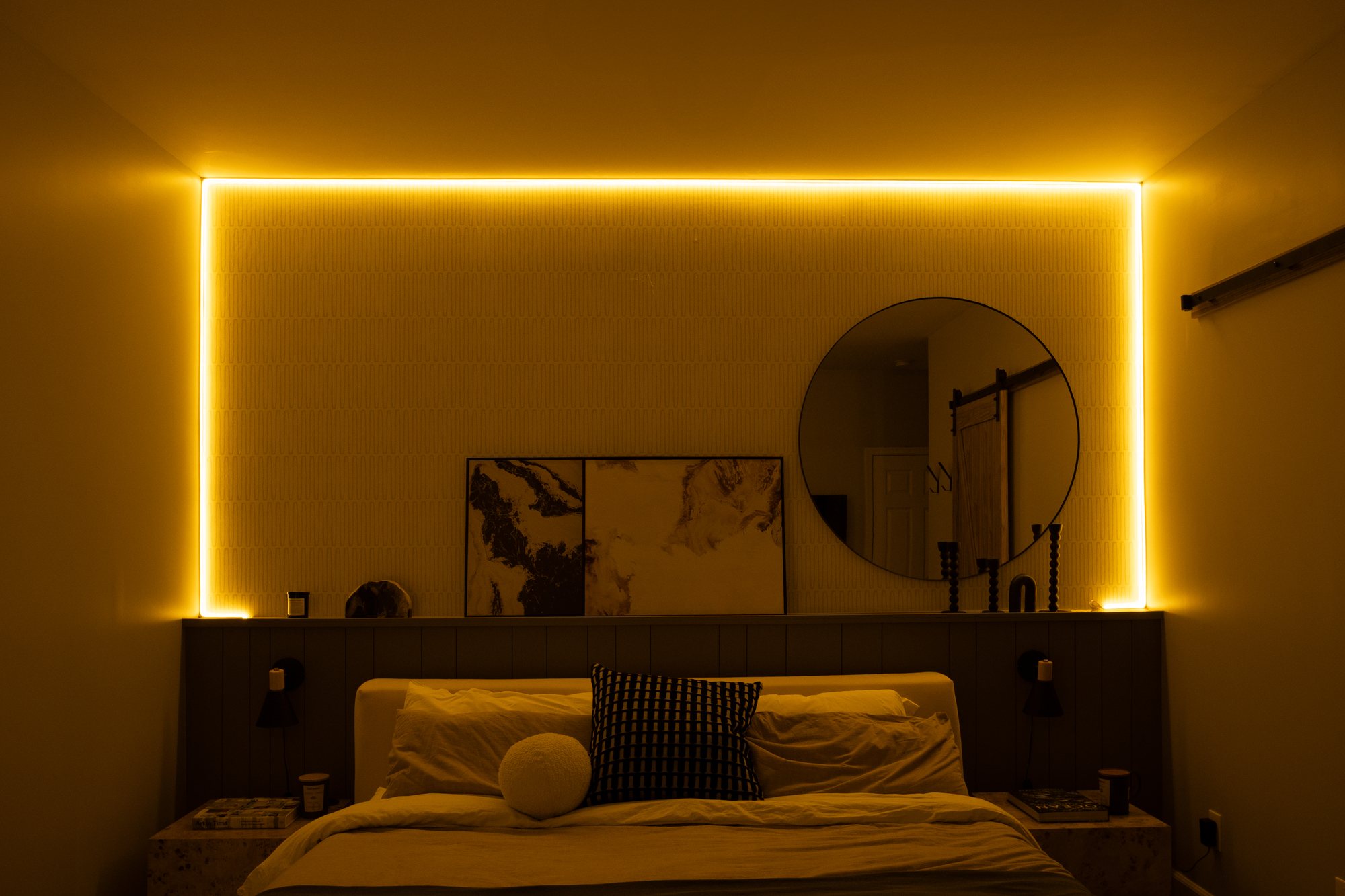 A room glowing with a SunrAIse sunrise